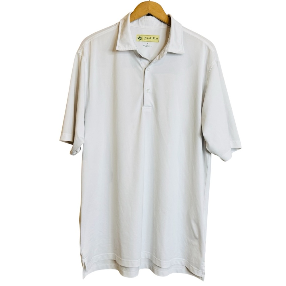 Donald Ross Polo Solid White Shirt Golf Performance Short Sleeve size M